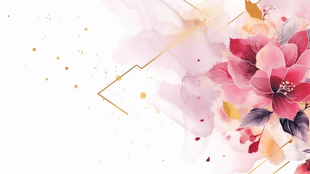 Watercolor abstract design for background of wedding or buzzy social media banner on white background generative AI