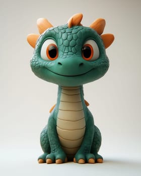 Cartoon 3D, dragon on a white background. Selective focus.