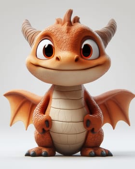 Cartoon 3D, dragon on a white background. Selective focus.