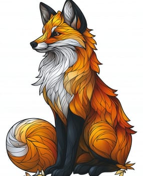 Illustration of a fox on a white background. Selective focus.