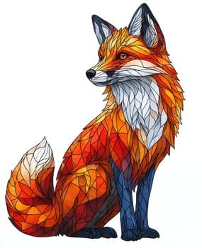 Illustration of a fox on a white background. Selective focus.
