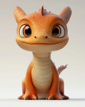 Cartoon 3D, dragon on a white background. Selective focus.