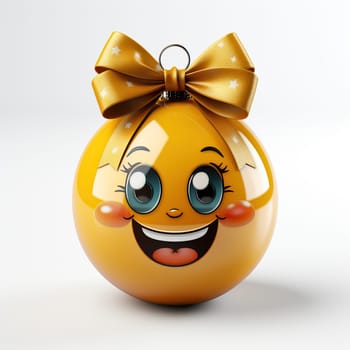 Cartoon New Year's smiley on a white background. Selective focus.