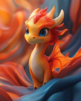Cartoon 3d, dragon on a blurred background. Selective focus.