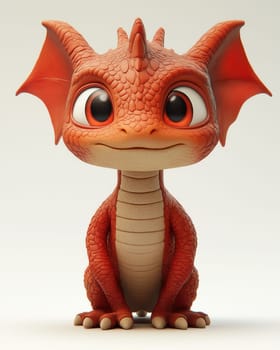 Cartoon 3D, dragon on a white background. Selective focus.