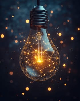 Creative glowing light bulb on dark background.Technology concept. Selective focus.