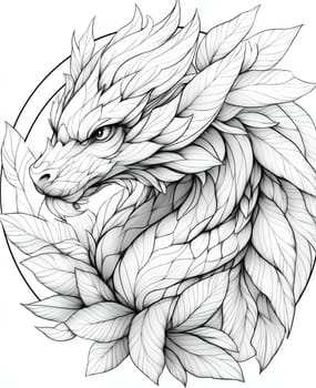 Coloring for kids, coloring colorful animal, dragon from geometric shapes