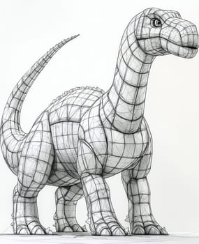 Coloring page for kids, coloring page colorful animal, dinosaur made of geometric shapes