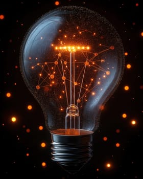Creative glowing light bulb on dark background.Technology concept. Selective focus.