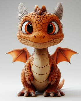 Cartoon 3D, dragon on a white background. Selective focus.