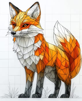 Illustration of a fox on a white background. Selective focus.