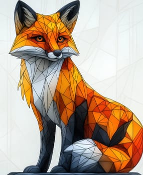 Illustration of a fox on a white background. Selective focus.