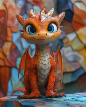 Cartoon 3d, dragon on a blurred background. Selective focus.