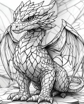 Coloring for kids, coloring colorful animal, dragon from geometric shapes