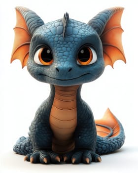 Cartoon 3D, dragon on a white background. Selective focus.