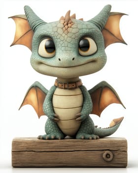 Cartoon 3D, dragon on a white background. Selective focus.