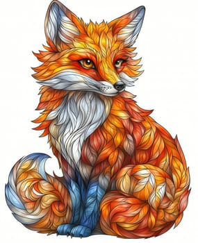 Illustration of a fox on a white background. Selective focus.