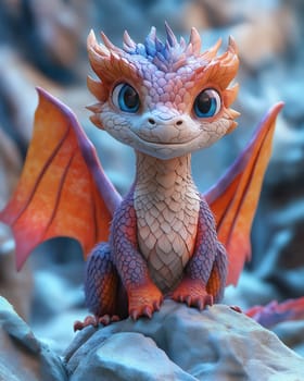 Cartoon 3d, dragon on a blurred background. Selective focus.