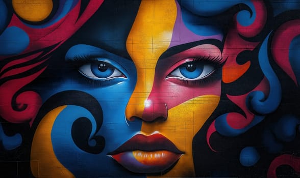 Colorful background, wall art in Hip-hop style. Selective focus.