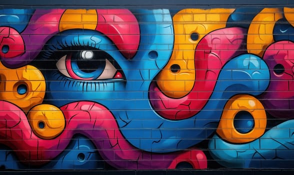 Colorful background, wall art in Hip-hop style. Selective focus.