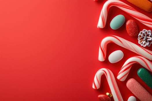 Colorful candy canes and sweets create festive atmosphere for celebrations.