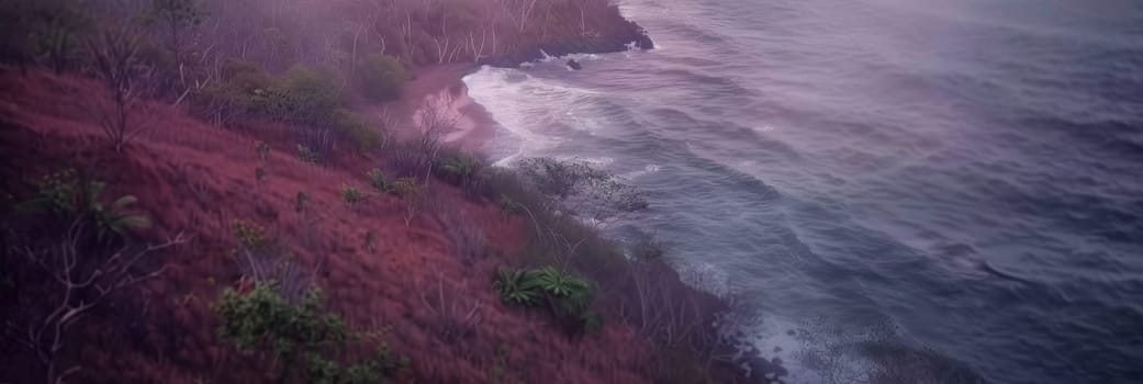 Stunning sunset from a hill in playa with vibrant orange and purple hues. Generated by AI