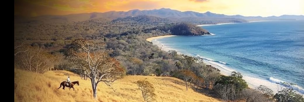 Stunning sunset view from a hill in playa overlooking the sea. Generated by AI
