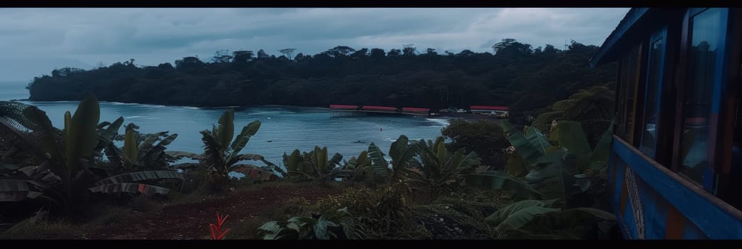 Breathtaking sunset view from hill in playa bahia junquilal, guanacaste with vibrant skies. Generated by AI