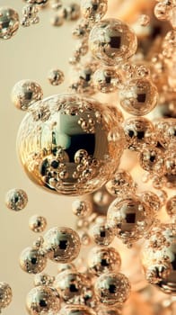 Abstract background showing transparent spheres floating in pink liquid with a 9,16 aspect ratio, perfect for mobile phone wallpaper