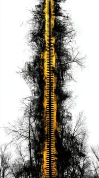 Zipper is closing off a view of bare trees in a surreal double exposure fine art image evoking themes of change, transition, and the passing of time