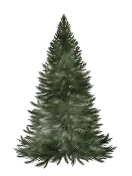 Christmas tree watercolor. Hand drawn evergreen tree isolated on white background. Clip art of Christmas and New Year symbol. Ideal for greeting cards, posters and home crafts design. High quality illustration