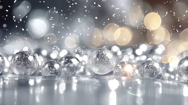 Glitter background with silver sparkles and Christmas theme for winter holidays. Generated AI