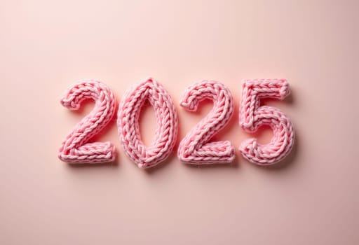 Cozy and charming numbers 2025 crafted in soft pink yarn, perfect for adding a warm and inviting touch to new year celebrations