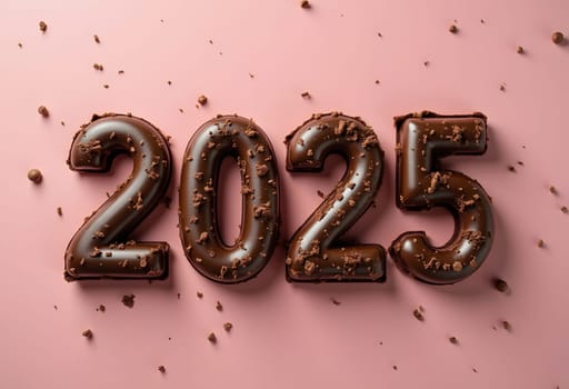 Tasty numbers 2025 made from rich chocolate with crunchy crumbs, perfect for adding a sweet and indulgent touch to new year celebrations