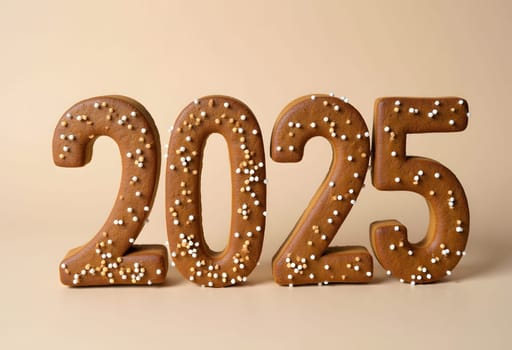 Crunchy numbers 2025 shaped from sesame seed crackers, adding a savory and unique touch to new year celebrations