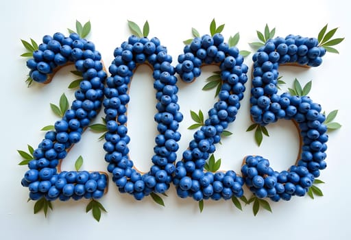 Juicy numbers 2025 crafted from plump blueberries, adding a fresh and fruity touch to new year celebrations