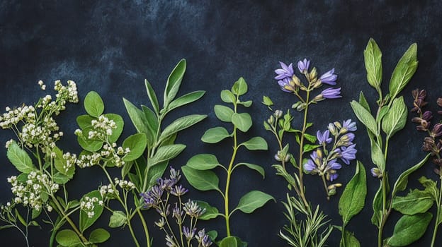 Detailed botanical watercolor illustration on dark