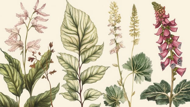 Detailed botanical watercolor illustration on light