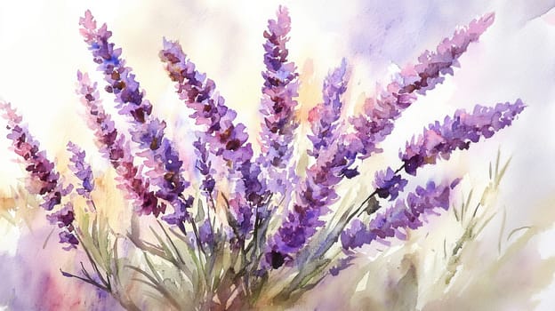 Detailed botanical watercolor lavender