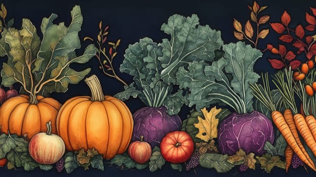 Detailed botanical drawing of vegetable