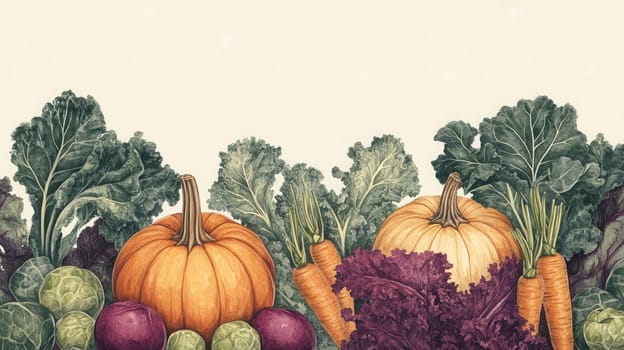 Detailed botanical drawing of vegetable