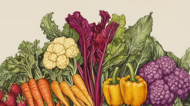 Detailed botanical drawing of vegetable