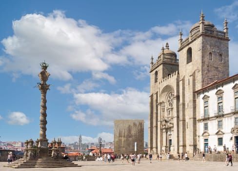 Panoramic view of Porto Cathedral on a summer day. Portugal