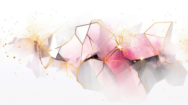 Abstract watercolor artwork mixed with buzzy geometric shapes for background of social media banner generative AI image