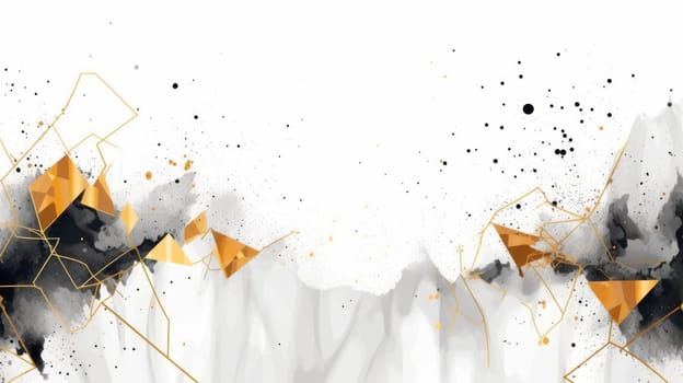 Abstract watercolor artwork mixed with buzzy geometric shapes for background of social media banner generative AI image