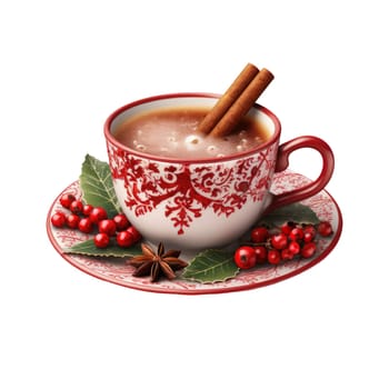 Cup of Christmas hot drink on white background for Christmas mood