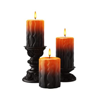 Halloween candles on white background. Isolated ominous candles for holiday or witch fortune telling