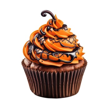 Halloween cupcake with decoration. Isolated on a white background