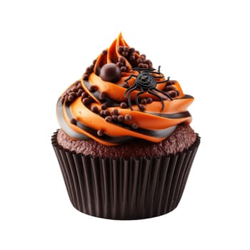 Halloween cupcake with decoration. Isolated on a white background