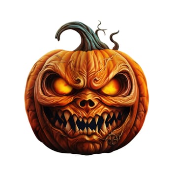 Halloween Jack o Lantern Pumpkin with a spooky face. Isolated on a white background